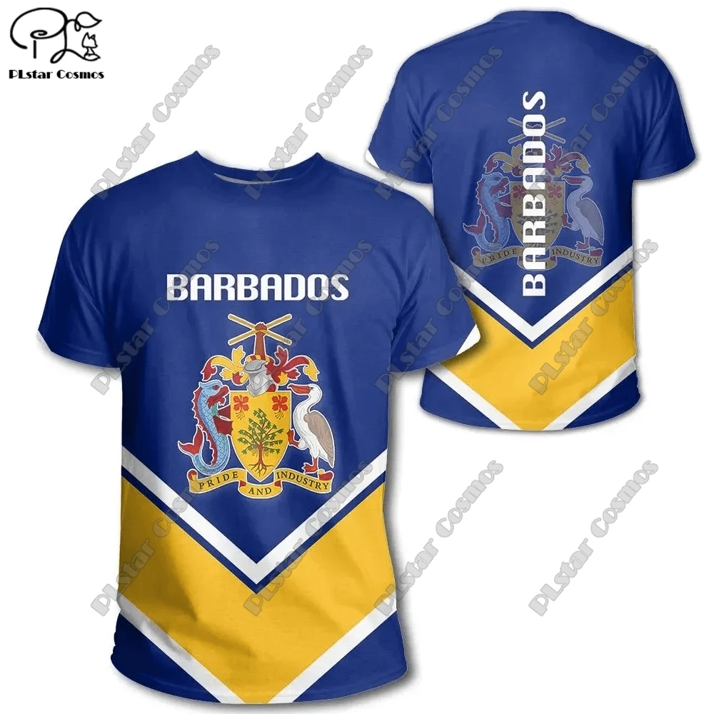 3D Printing Barbados Caribbean Country Flag Tattoo Retro Summer Harajuku Unisex Streetwear Short Sleeves Casual Fun T-Shirt   2