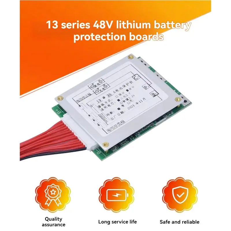 X64A-13S 35A For 18650 Battery Pack BMS Protection Board With Integrated 48V Li- Balance PCB