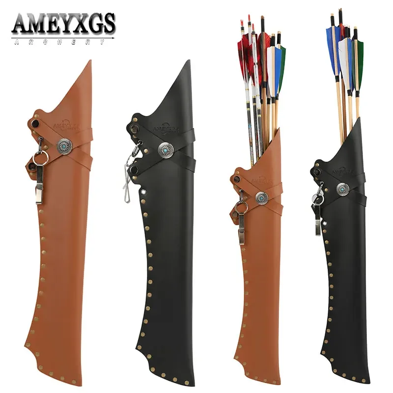 

1pc Arrow Quiver Leather Archery Arrows Case Adjustable Inclination Bag for Left/Right Hand Bow Hunting Shooting Accessories