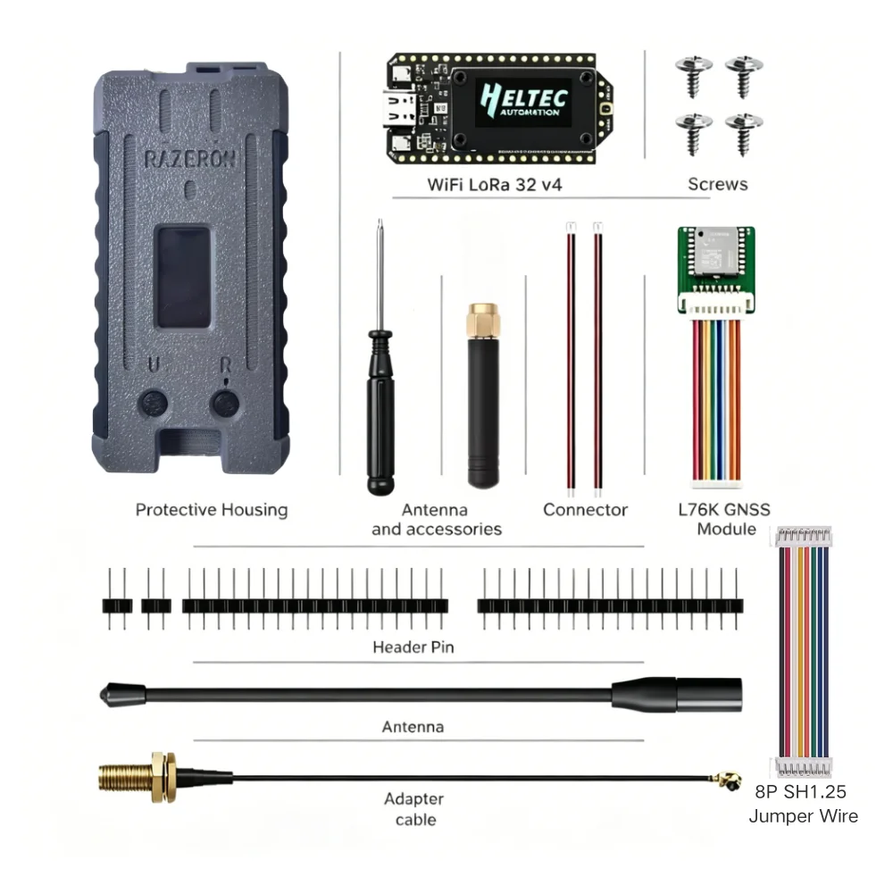Meshtastic MeshCore Node Heltec V4 V4.3 Behuizing LoRa 28dBm WiFi BLE GPS IoT Kit