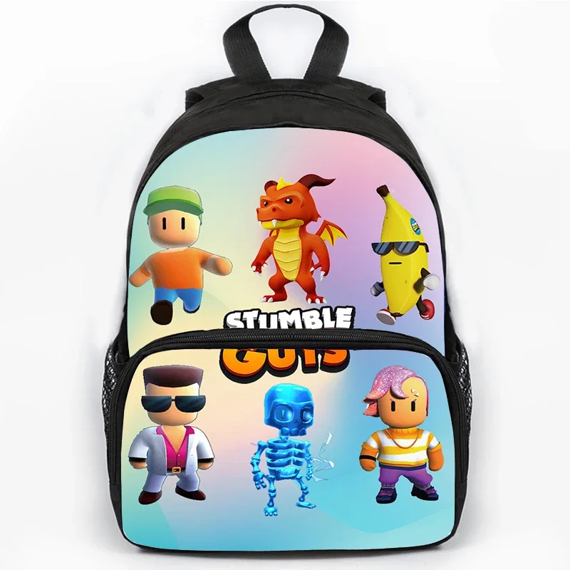 Children Stumble Guys Print Backpack Students School Bags Boys Girls Cartoon Schoolbag Travel Daypack Teenager Rucksack gift bag