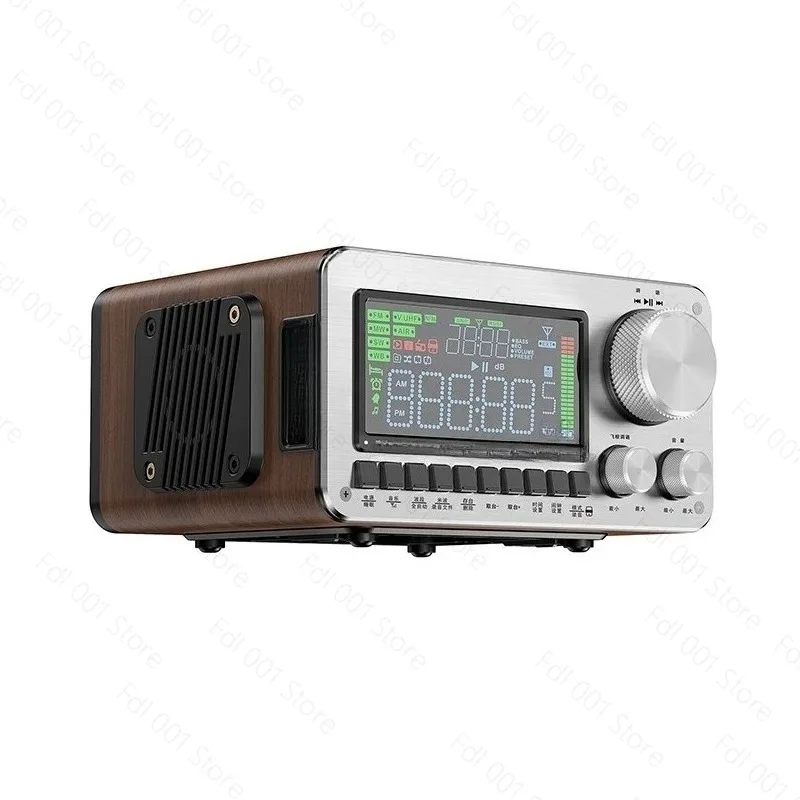 HRD-802 Full Radio Retro Sm-art Woo-d-en Receiver Dual Speaker Bluetooth5. 2 for FM/MW/SW/VHF/UHF/A-IR/WB RX
