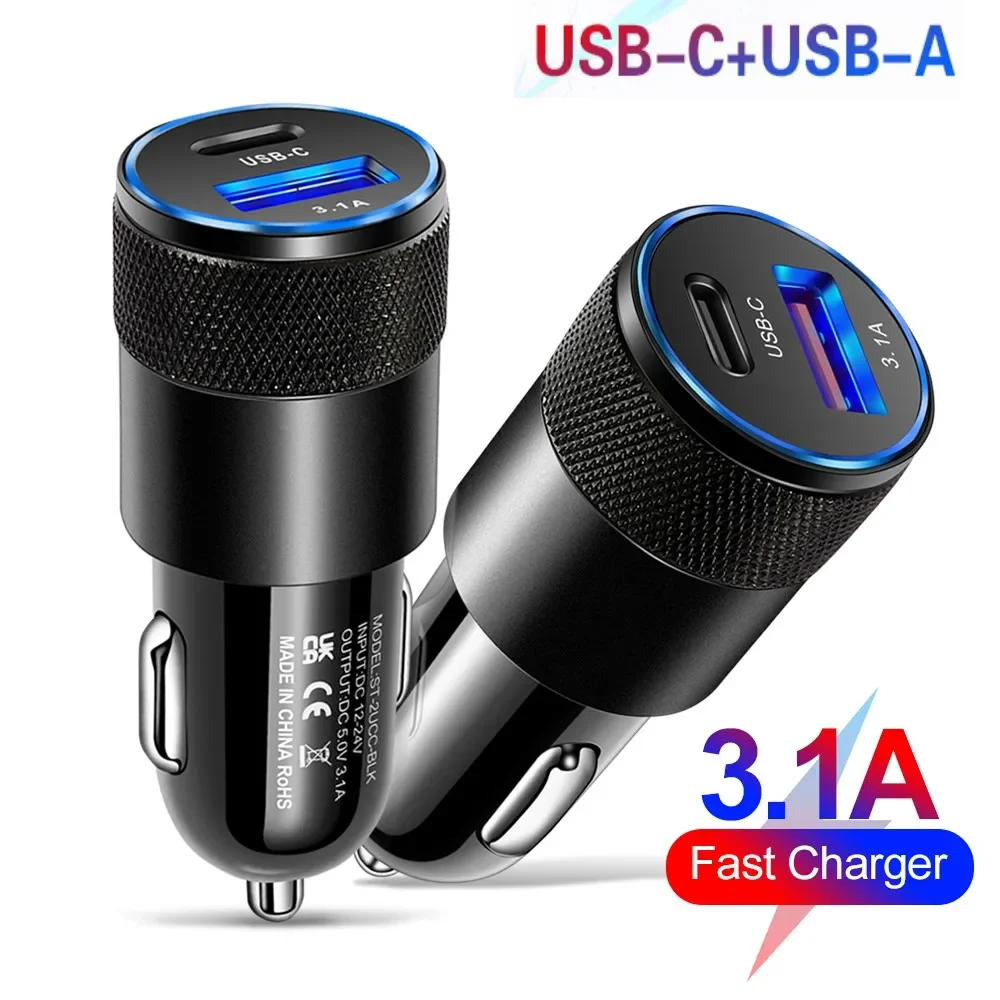 Fast Charging USB Car Charger Quick Charge 3.0 Type C  Phone Adapter for iPhone 15 11 Pro Max Redmi Huawei Samsung S21 S22