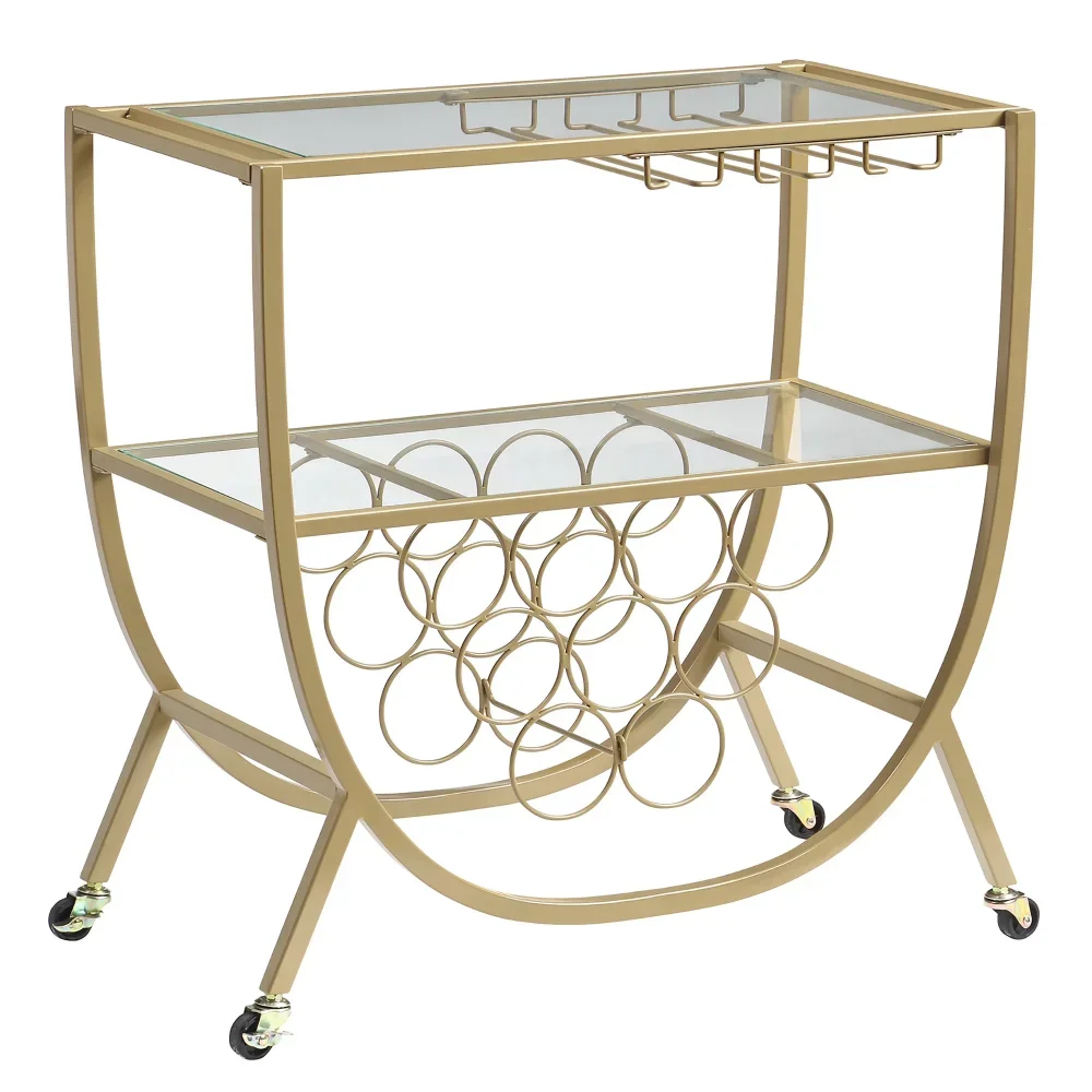 FirsTime & Co. Gold Catalina Bar Cart, Glam, Metal, 29,25 x 16 x 29,75 pulgadas vitrina bar