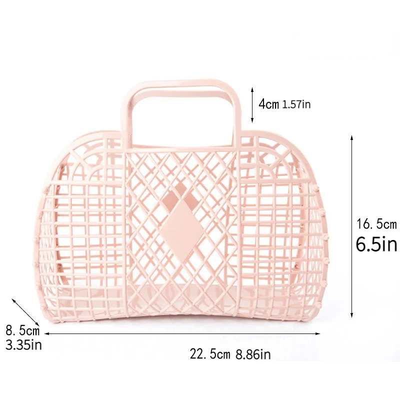 Hot Sell Large-capacity Bag Hollow Jelly Beach Holiday Portable Tote Bag Reusable and Easy To Clean Plastic Portable Bath Basket