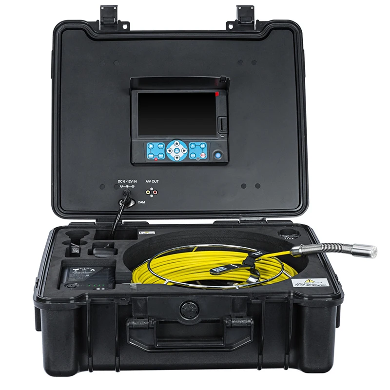 

Waterproof Sewer Inspection Camera 23mm Camera Head 7" monitor with DVR feature 20m/66ft ~ 40m/130ft 5.2mm Push Rod 3199F-23