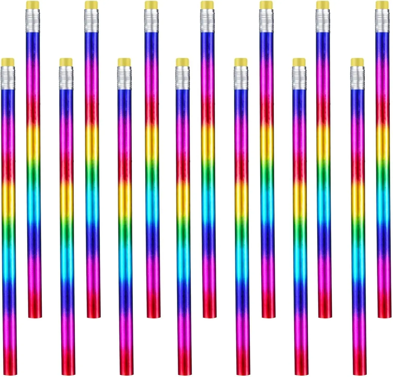 

48 Rainbow Color Pencils with Eraser Top, Bright Wood Pencils for School Office Supplies