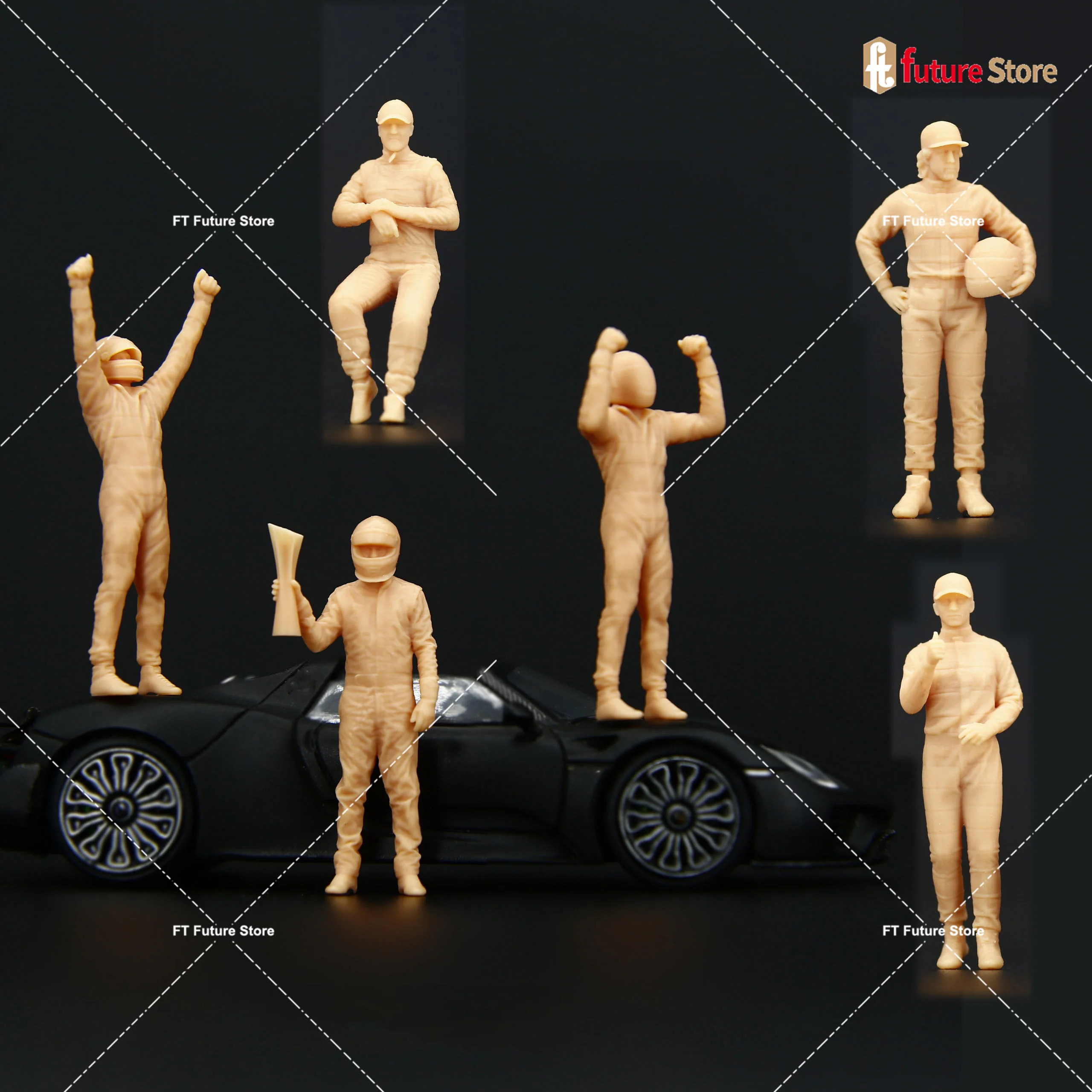 

﻿ 1/64 1/43 Male Racing Drivers Celebrate Victory Stand Sit Figure Miniatures Diorama Creative Mini Doll Scene Props Figurine
