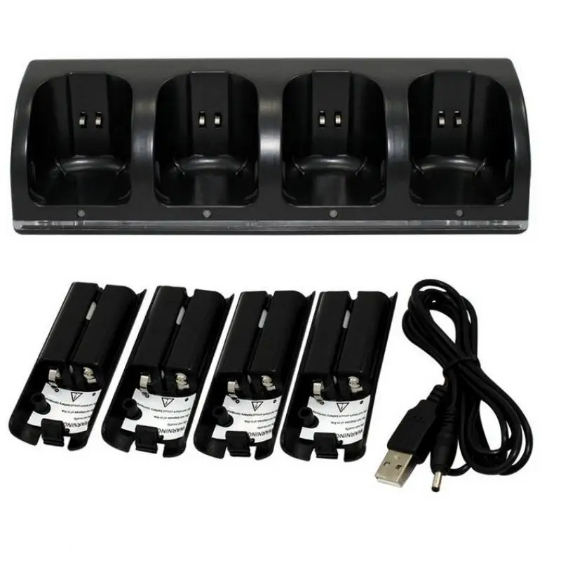 Remote Charger Dock Station Cradle + 2800mAh Rechargeable Battery For Nintendo Wii Controller Gamepad Battery Charger