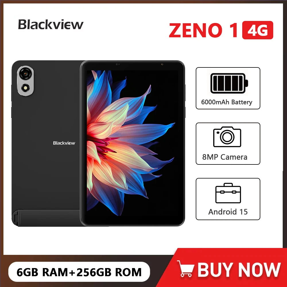 Blackview ZENO 1 Tablet 8 Inch HD Display Unisoc T615 6GB+256GB/4GB+64GB 8MP Camera 6000mAh Battery Android 15 4G Tablets PC