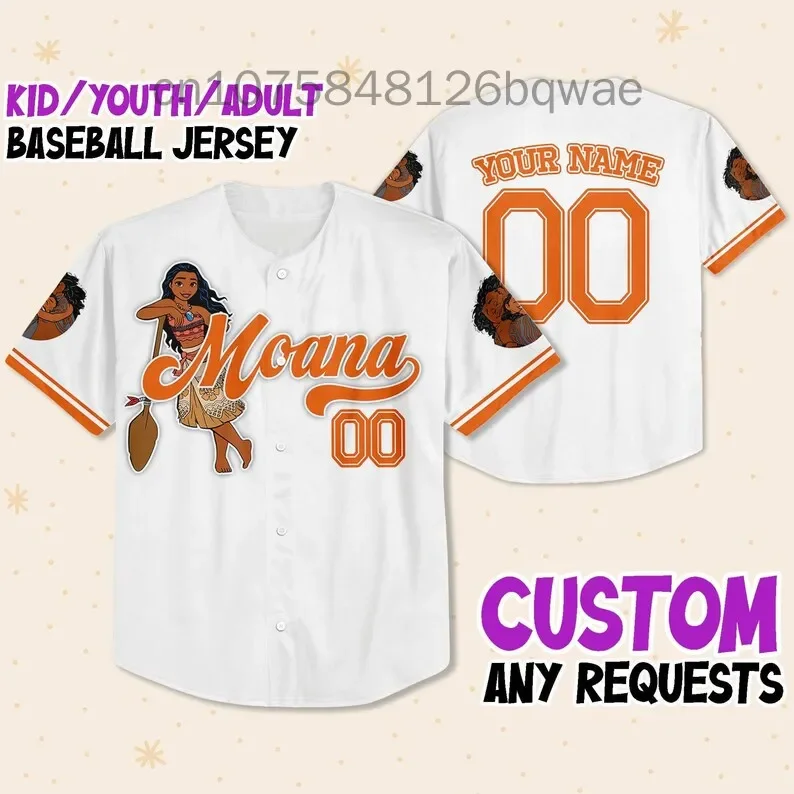 New Pocahontas Princess Baseball Jersey Custom Name Men Women Short Sleeve Shirt Disney Casual Sports Baseball Shirt