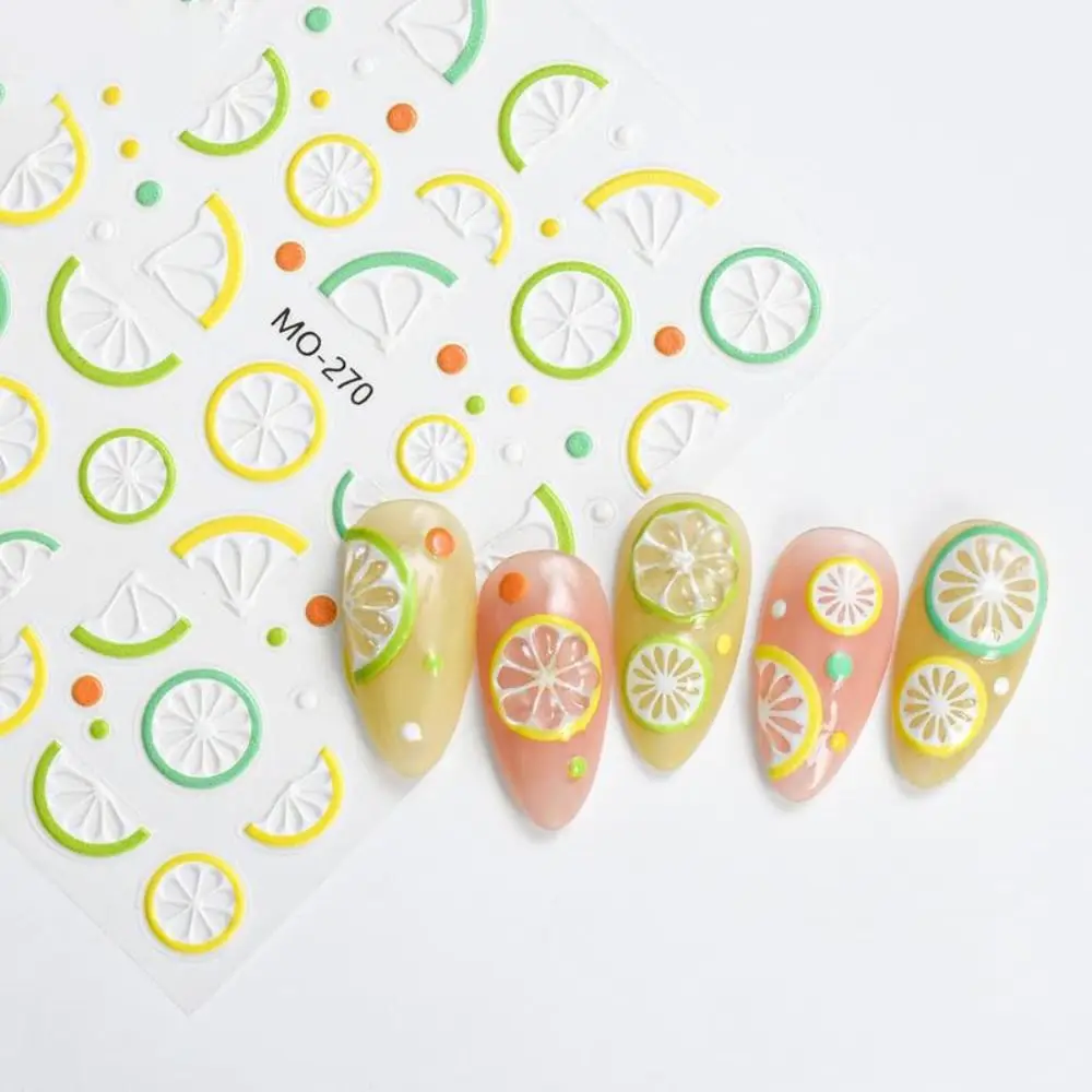 Geschenken 5D Fruit Nagelstickers Zelfklevende Reliëf Nail Art Sliders Decals DIY Manicure Gereedschap