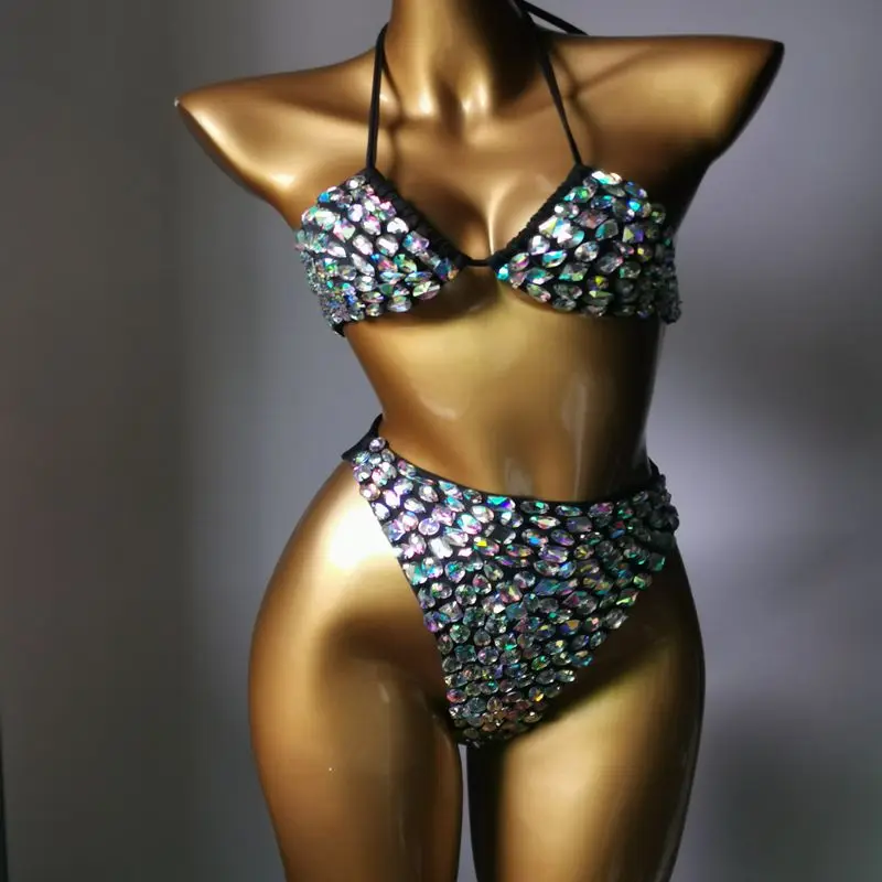 Imagem -05 - Feito à Mão Diamante Bikini Conjunto de Biquíni Barra Crstal Corte Alto Biquíni Inferior Design de Moda Conjunto de Biquíni 2023 Mais Novo