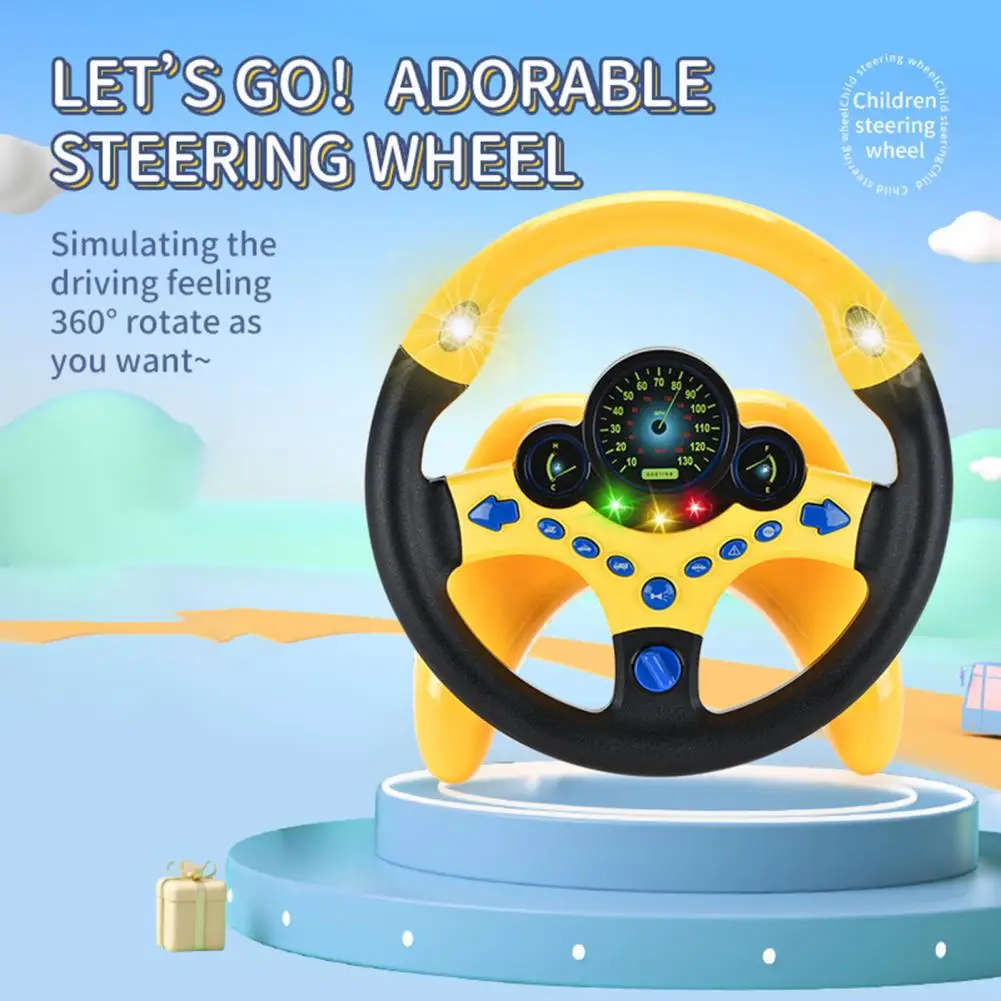 Durable Steering Wheel Simulator Toddlers Steering Wheel Toy Educational Kids Car Driving Simulation Toy with Music for Toddlers