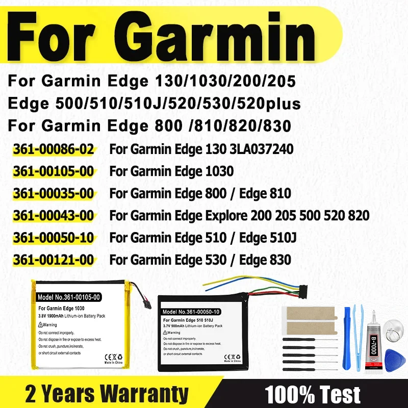 Nueva batería para Garmin Edge 130 3LA037240,1030,Edge 510 510J,800 810,Explore 820,520,500,200,520 plus 361-00086-02 361-00105-00