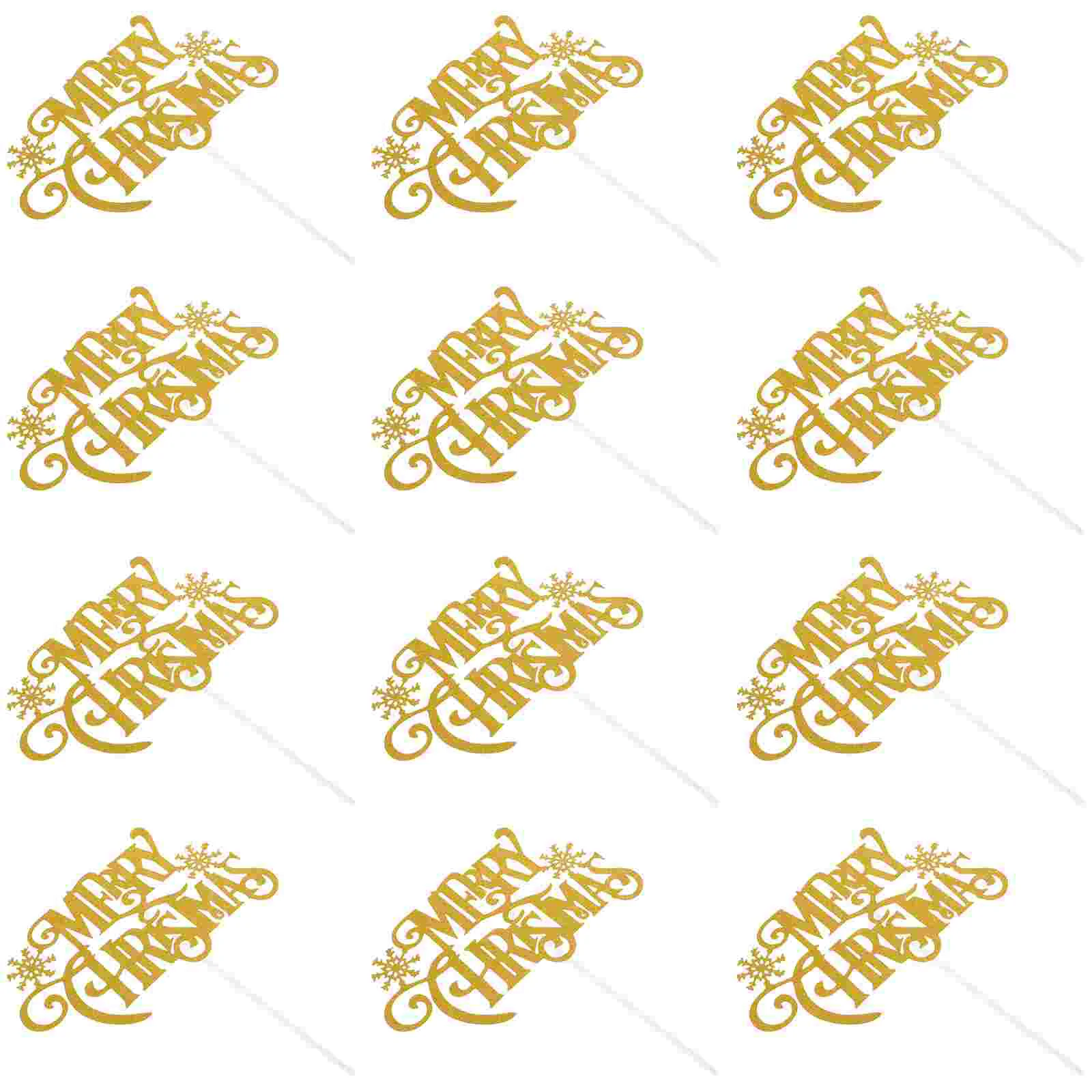 12-delige Woodland Cupcake Toppers Gouden Decor Feest Kerst Dessert Boomversieringen