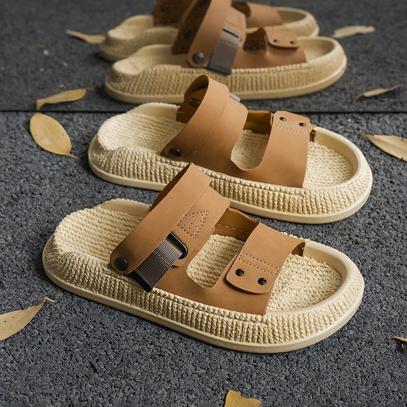 

Men's 3cm Thick-Soled Flat Slippers, Summer New Non-Slip Casual Beach Sandals, Indoor Outdoor Comfortable Buckle Slides‌