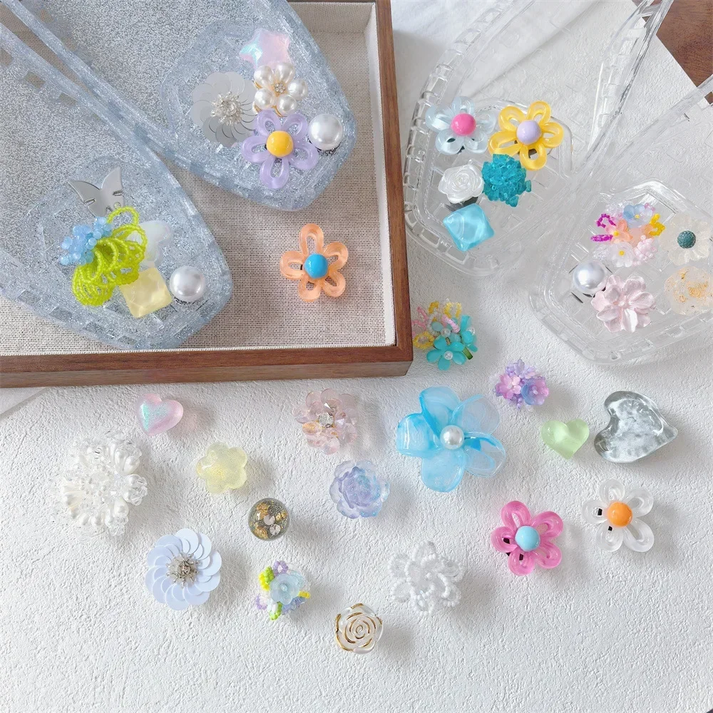 

Crystal Shoes Decorations Set Bead Flower Pearl Bow Sequin Charms Detachable Shoe Accessories for Styling Beautifying Footwear