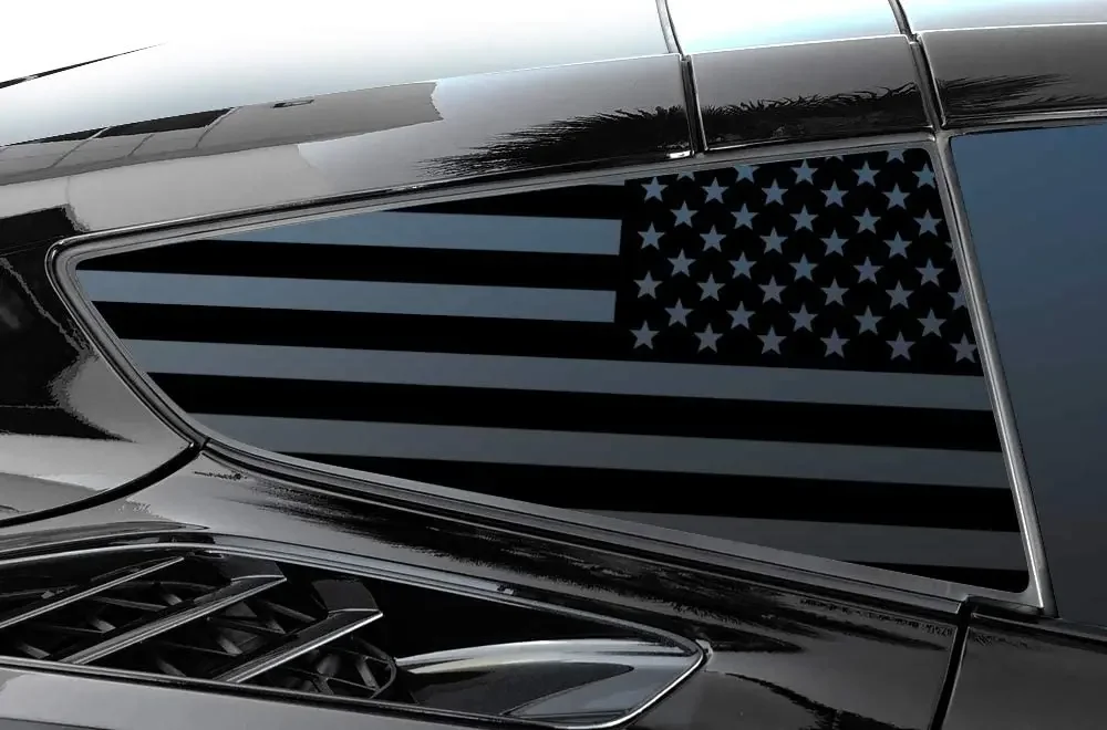 

Factory Crafts Window Graphics Kit Vinyl Decal Wrap Compatible with Chevrolet Corvette C7 Stringray 2014-2019 - USA American Fla