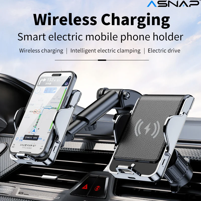 

ASNAP 2 in 1 Car Phone Holder 15W Wireless Fast Charging Rotable Suction Hook Install Phone Stand Support 4.7-7.5in