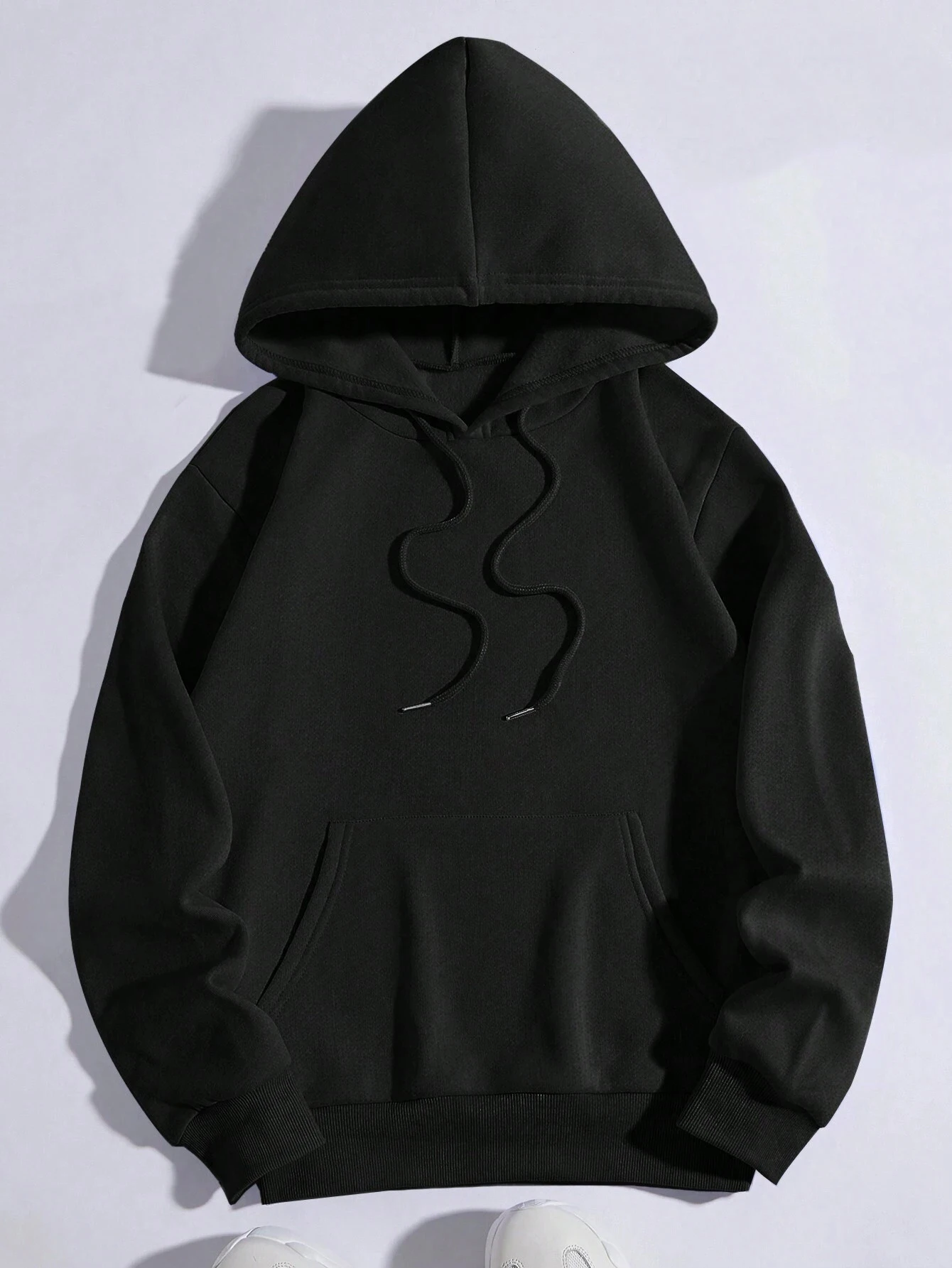 

Kangaroo Pocket Drop Shoulder Drawstring Thermal Hoodie