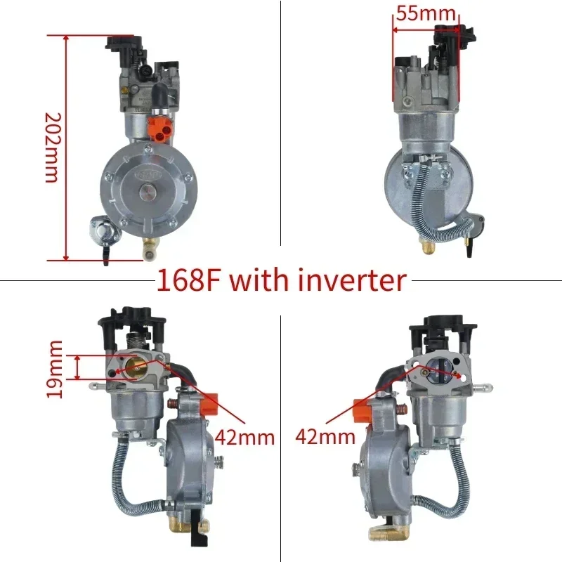 Nuevo carburador generador 168F GX160 GX240 para gas natural y gasolina, inversores de un solo cabezal y doble cabezal, se puede seleccionar