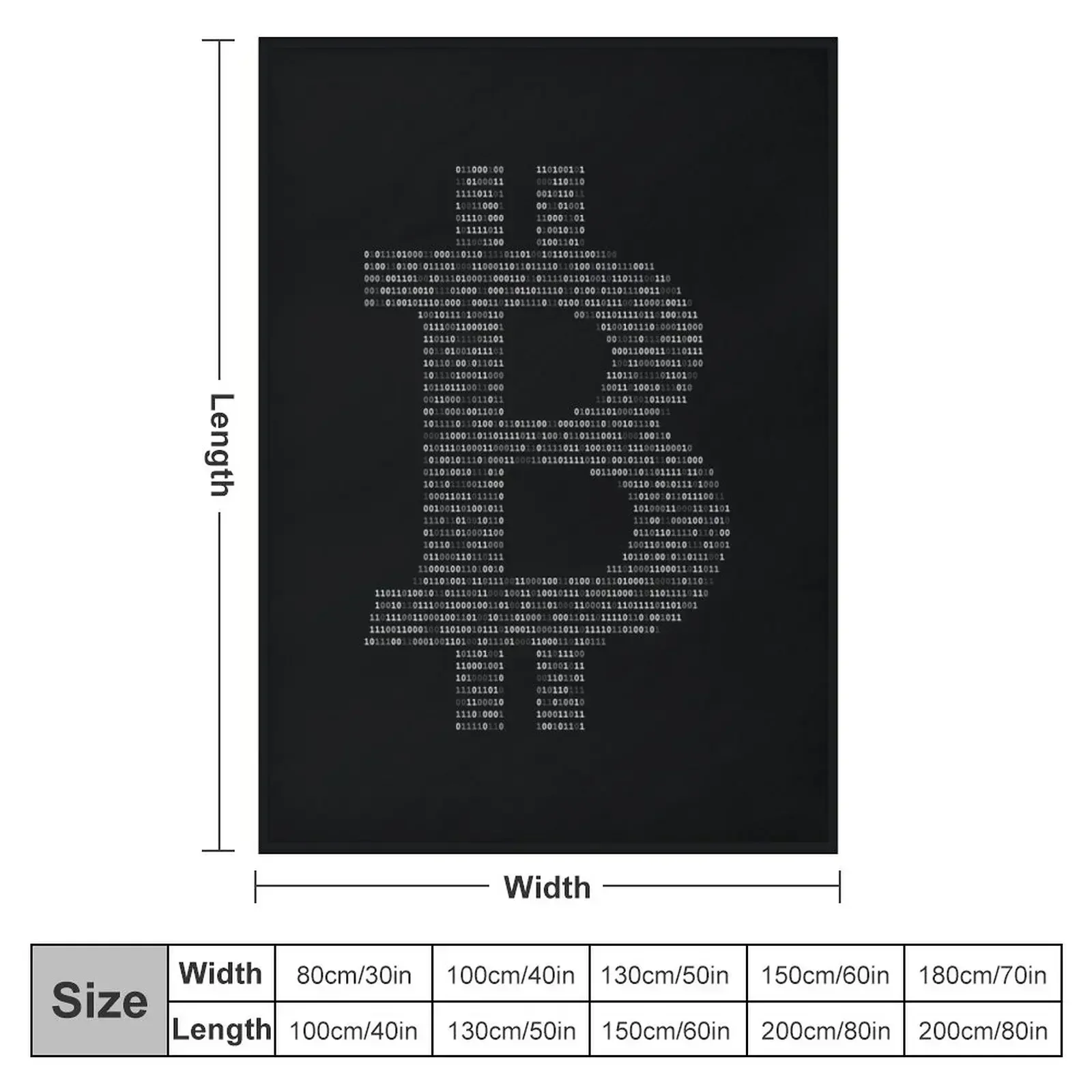 Bitcoin Binary Black Throw Blanket couch cozy soft plush fuzzy picnic outdoor blanket