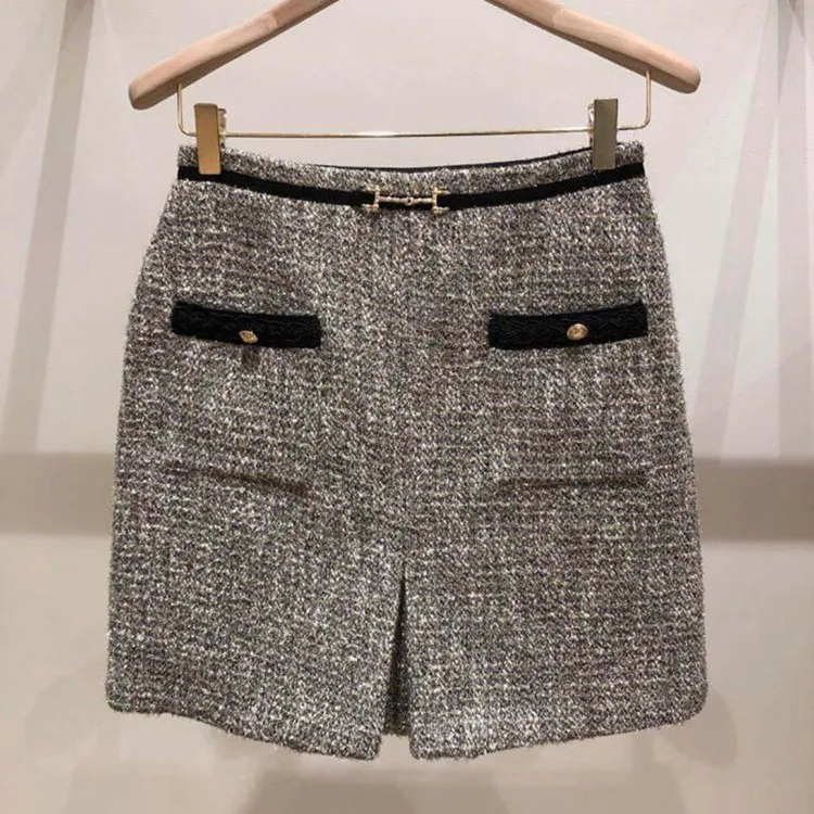 Herbst Winter A-Linie Rock Damen ket Small Fraance Sle Commuter Rock Einzigartige f-länge Fene Faion