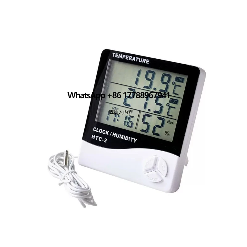 

HTC-2 Large Screen And Humidity Meter Home Indoor And Outdoor Alarm Clock Thermometer Meter Digital Display Electron gwf0003