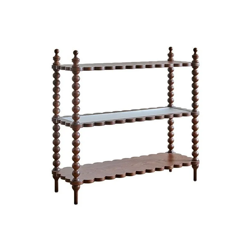 

French retro solid wood bookshelf edge few TV cabinet shelf American living room dining room display