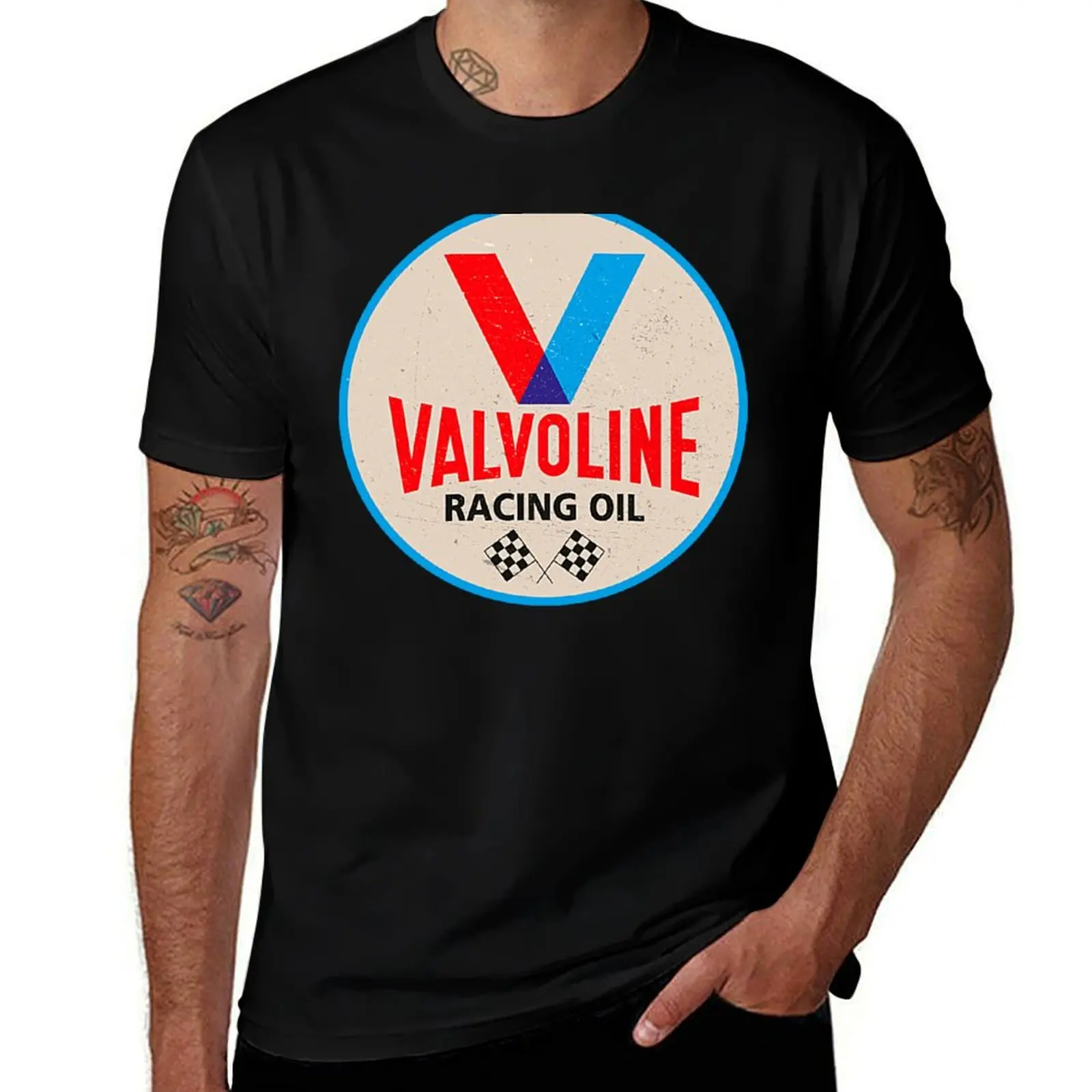 Винтажная футболка Valvoline Racing с надписями, рабочая футболка в индустриальном стиле