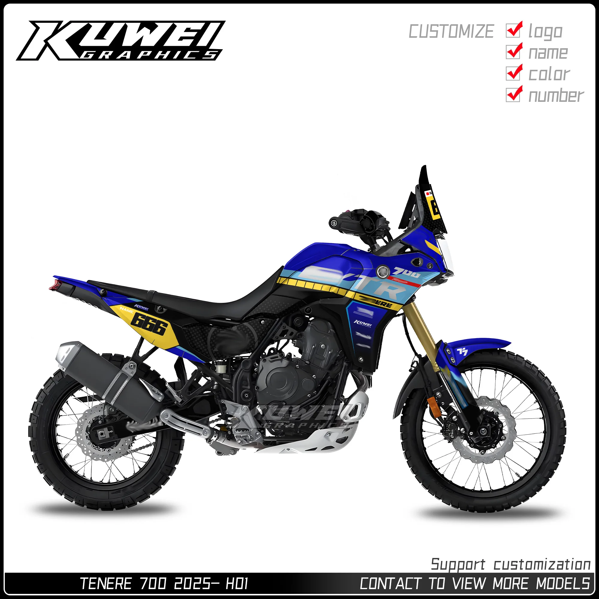 

Комплект графических наклеек (декалей) H01 для Yamaha Tenere 700 2025-
