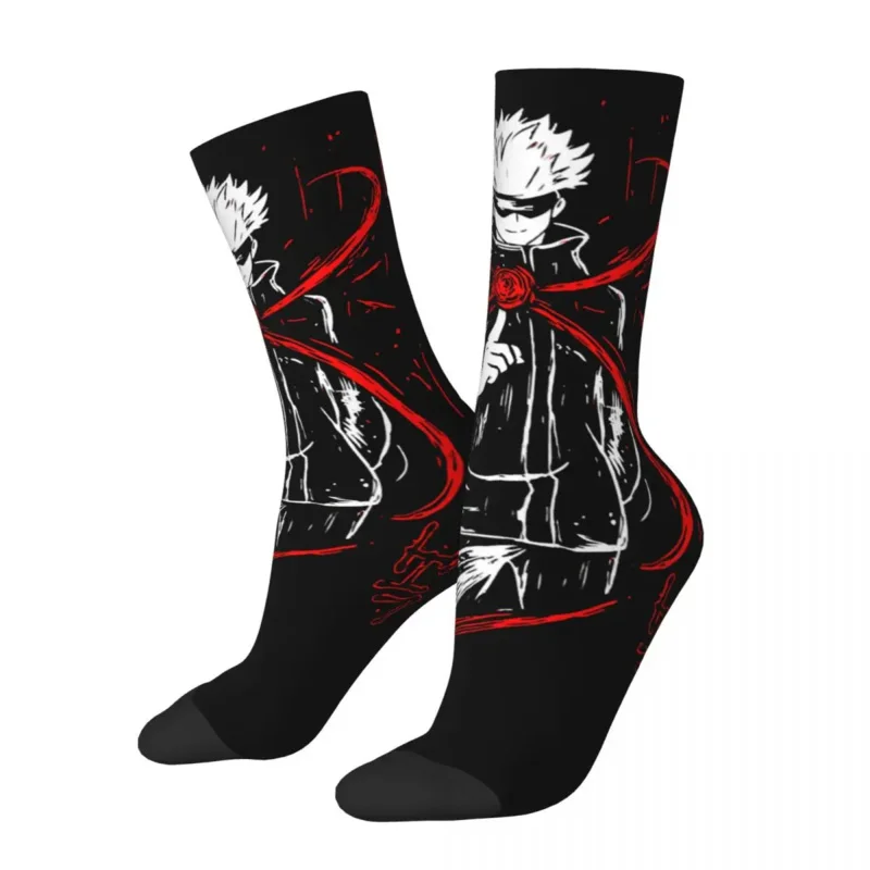 Funny Gojo Satoru Sports Socks Anime Polyester Middle Tube Socks for Women Men