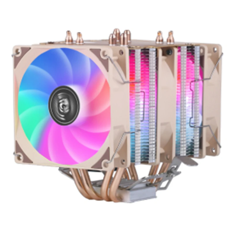 Computer PWM 4 Copper Tube Heat Sink Fan Twin Tower Type PC Air-Cooled 3/4Pin Universal Installation LGA211 115xSeries Amd CPU