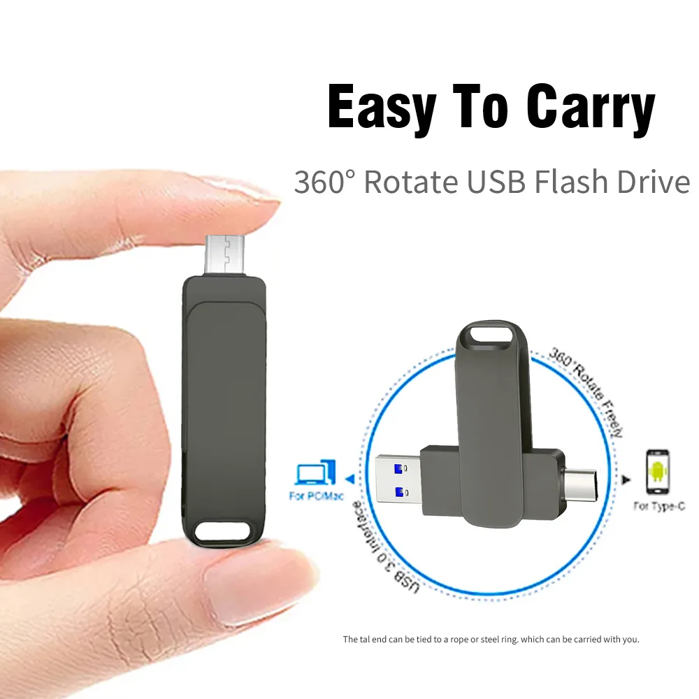 50Pcs  Type-C OTG 3.0 USB Flash Drive 16GB 32GB 64GB U Disk 128GB Pen drive Car 256GB Mini Pen Drive Metal Office for Phone