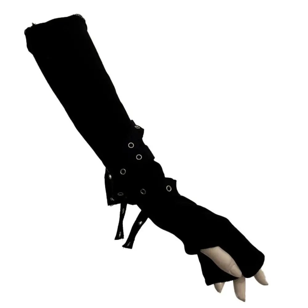 Half-fingered Gothic Arm Warmer Cool Black Unisex Cuff Sun-protective Sleeve Buckle Design Sunscreen Sleeve Oversleeve