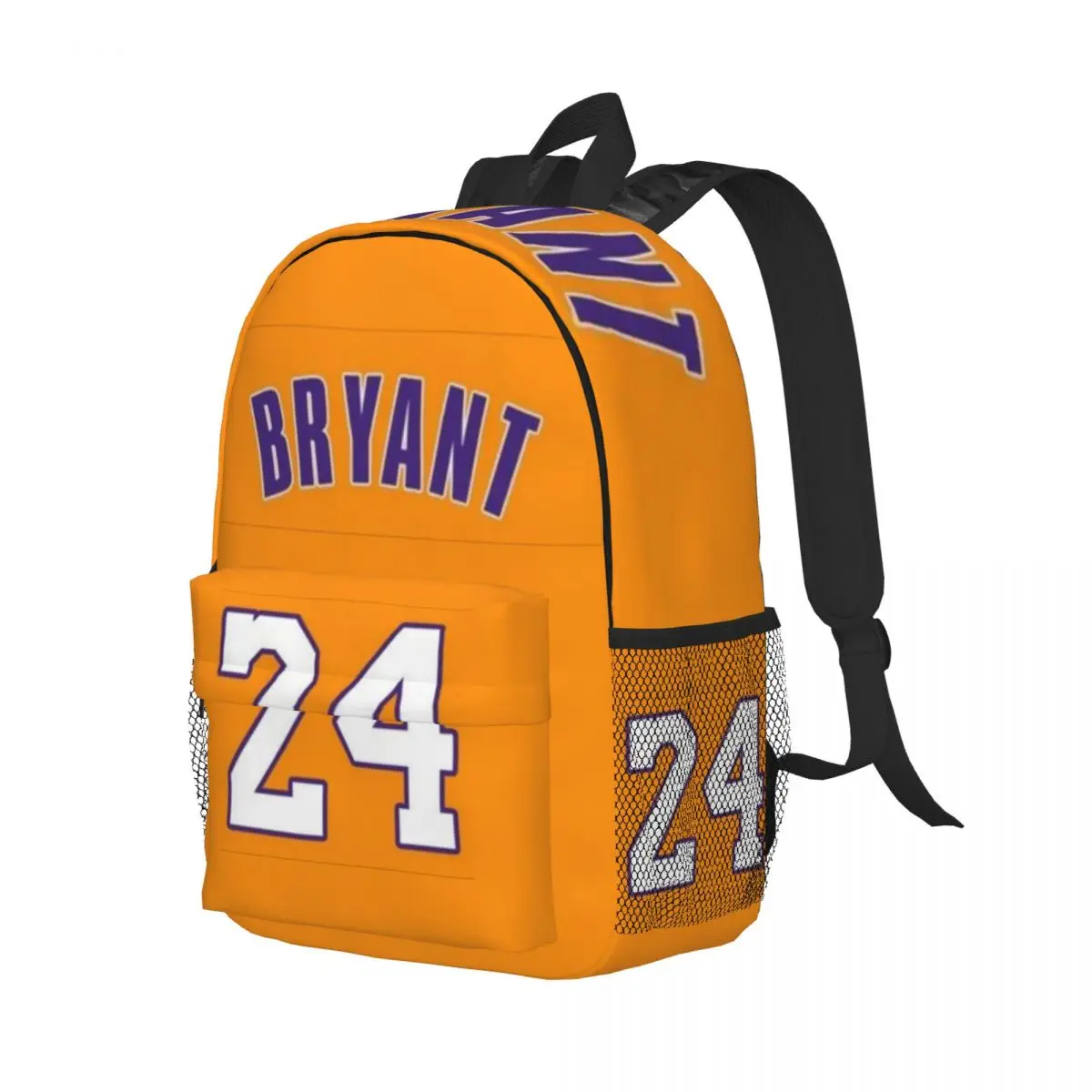 K-Kobe Bryant 24 Orange Basketball New Fashionable Pattern School Bag Print Lightweight Backpack 15inch