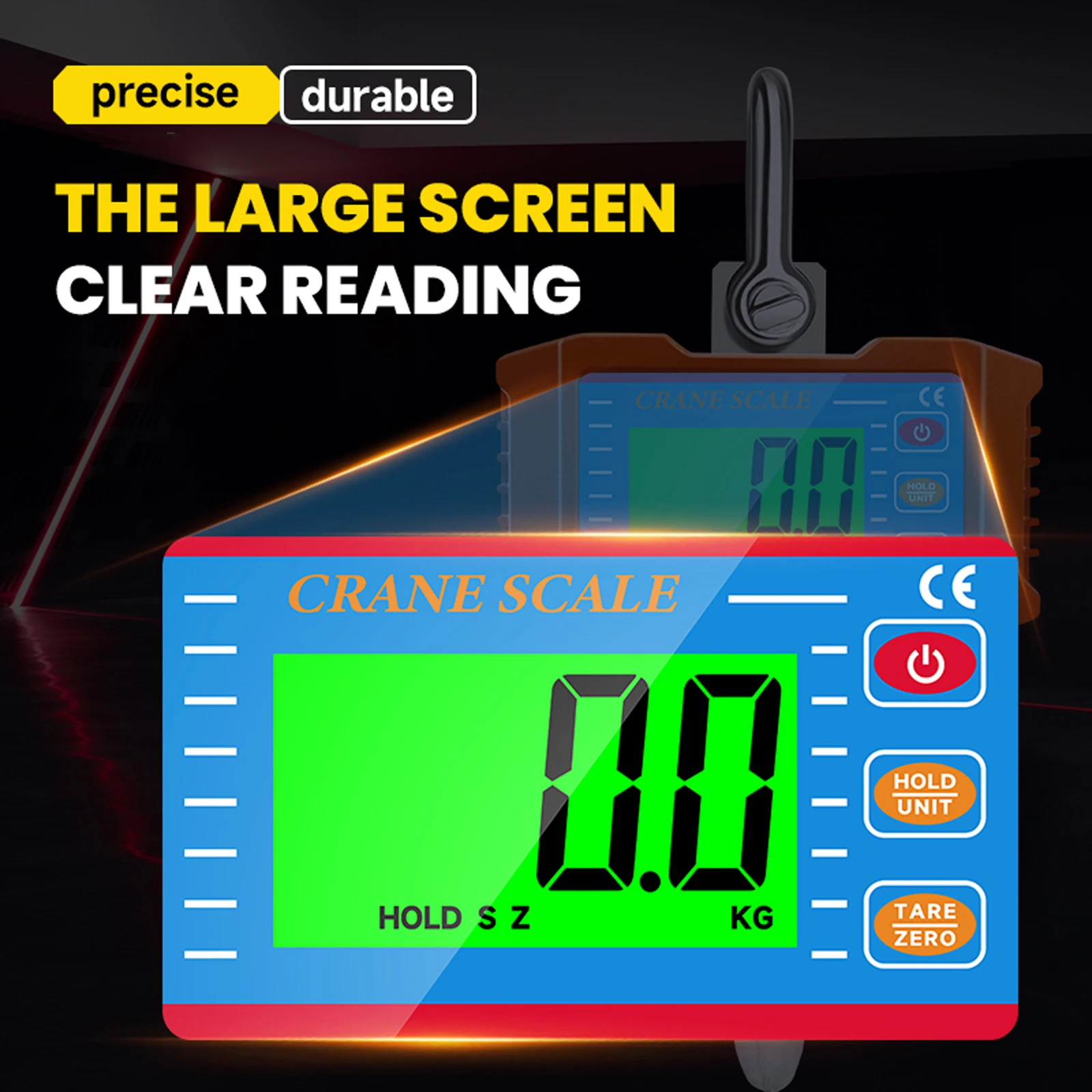 SucceBuy 2204lbs/1000KG Hanging Scale Digital Crane Scale Industrial Heavy Duty Crane Scales Portable LCD Backlight Scales