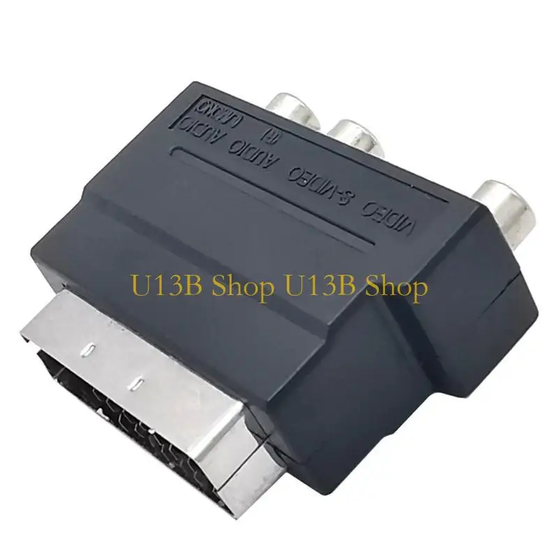 Conector enchufe del convertidor SCART U13B 21p Adaptador SCART a 3RCA con interruptores convertidor