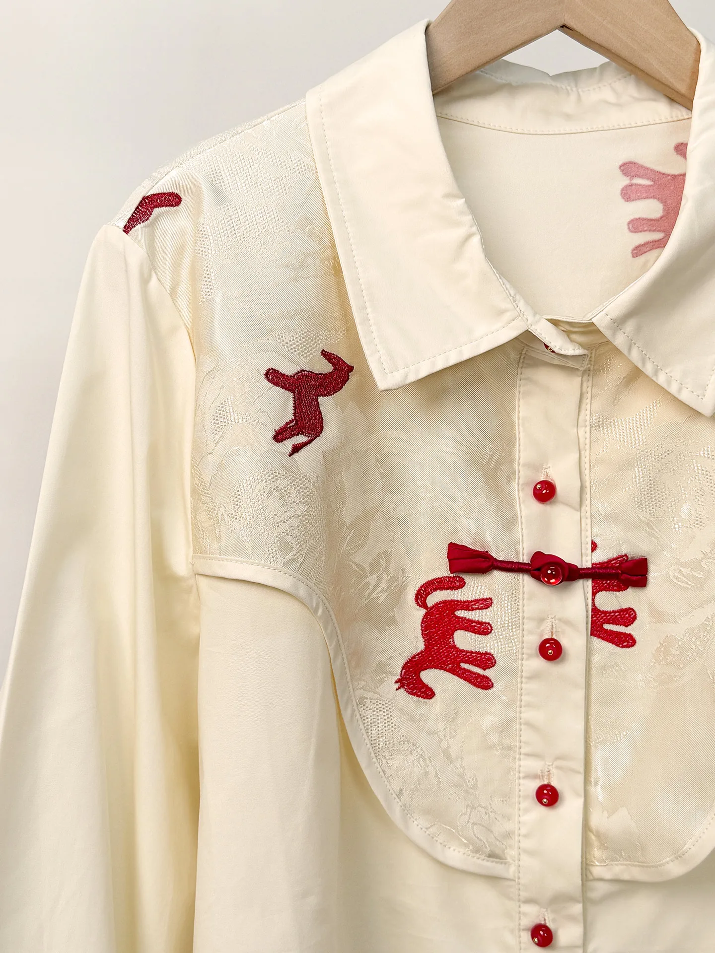 

New Year Celebration Chinese Buttoned irt P Therine 2025 Vintage Sle Loose Fit Cotton Long Sve Women's Blouse