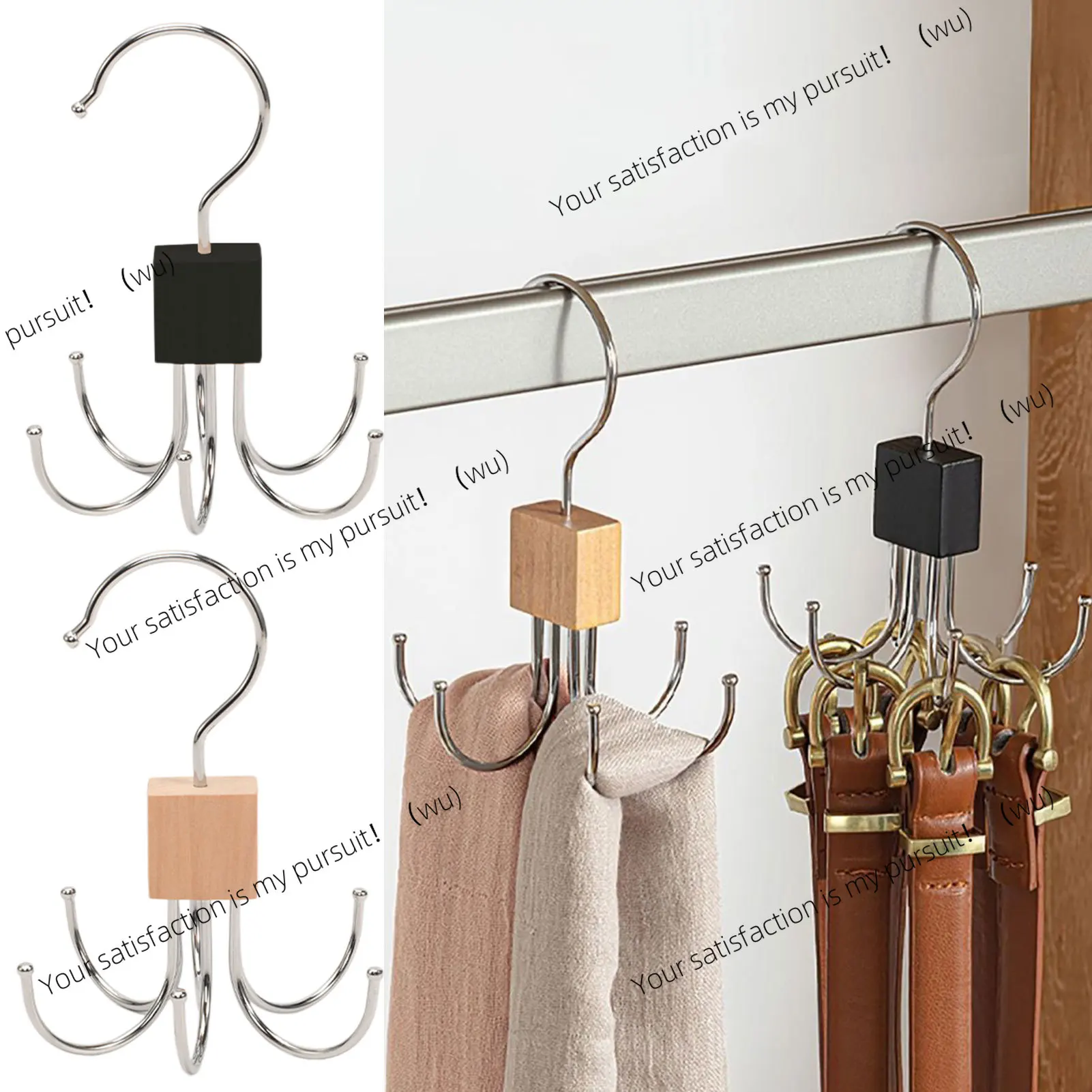 360 ° rotatable multi-claw storage coat hook, multi-functional hanger belt vest tie scarf storage