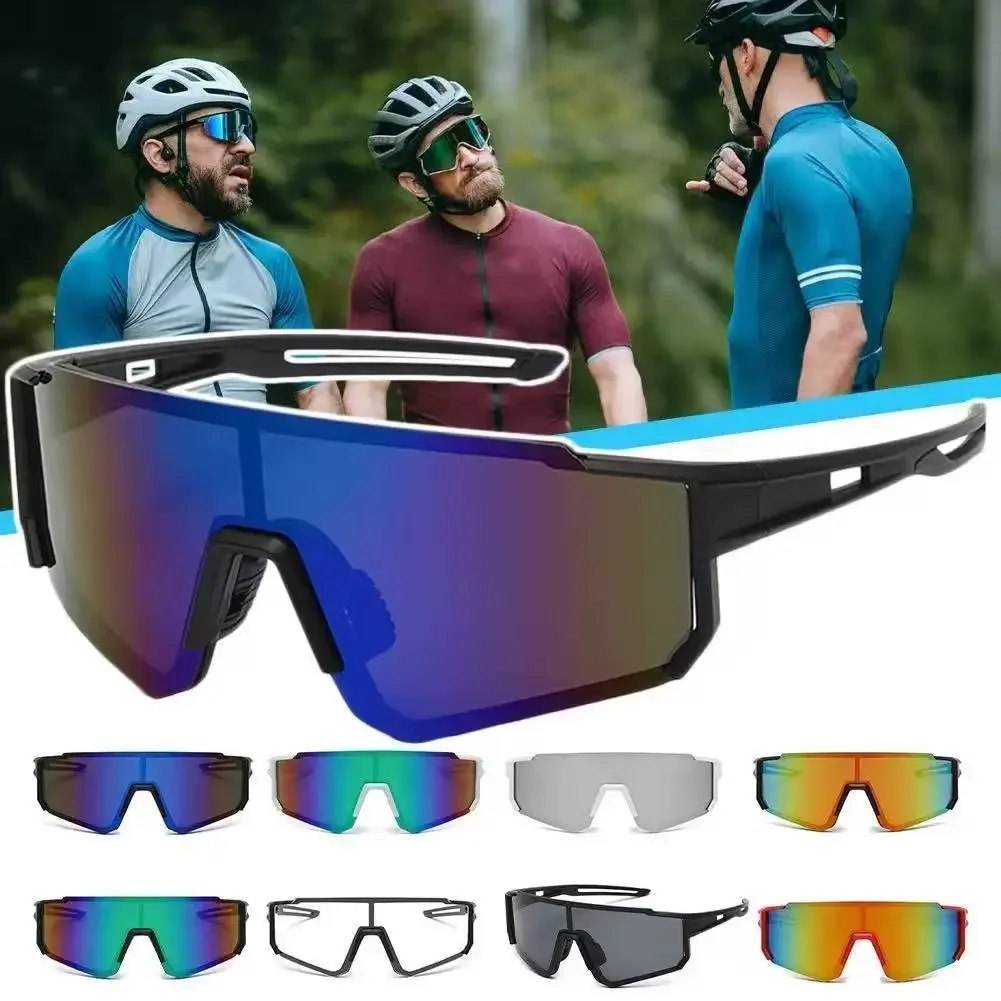 2pcs Men's Oversized Cycling Sunglasses Women Sport Goggles Windproof Lens Road Riding Bike Eyewear UV400 Gafas De Sol