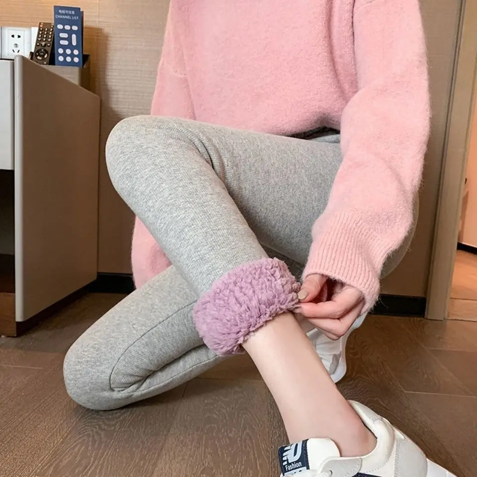 

2023 Women Winter New High Waist Plus Velvet Leggings Female Cashmere Stretch Casual Pants Ladies Thicken Skinny Leggings U563