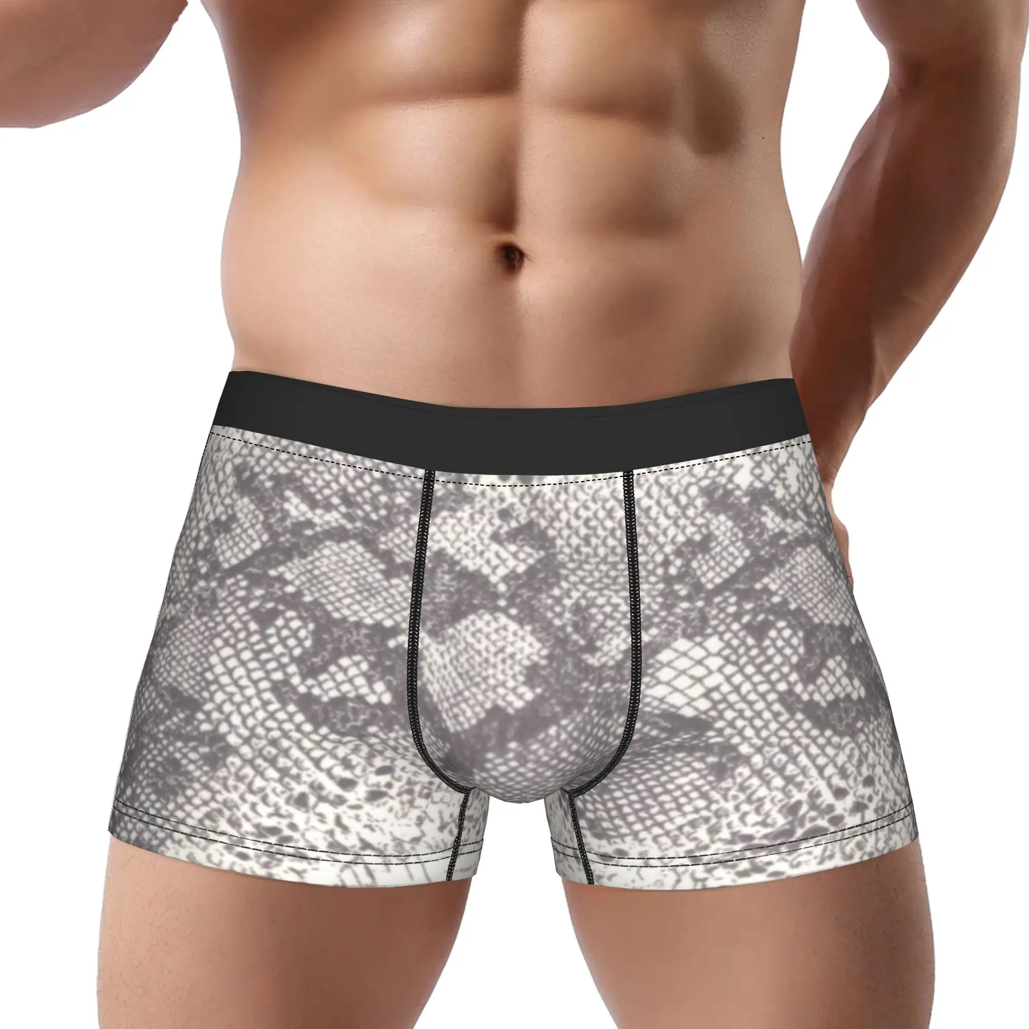 Pattern (6) Snake Skin Underpants Breathbale Panties Men's Underwear Ventilate Shorts Boxer Briefs