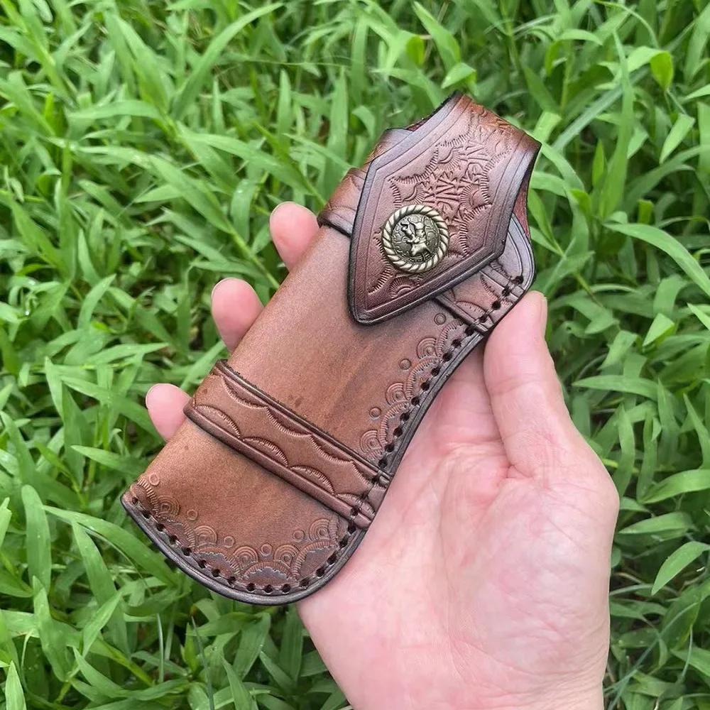 17cm High Quality Case Sheath Holsters Leather Fold Knife Scabbard Camp Outdoor Carry Flashlight Case Knife Sheath Holster