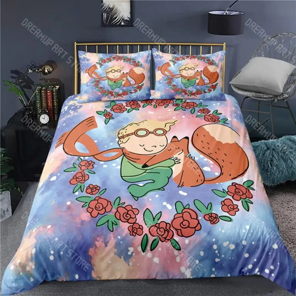 3D Printed Little Prince Manga Bedding Set for Boys Girls Duvet Cover Pillowcase Twin Queen King Full Single Double Sizes