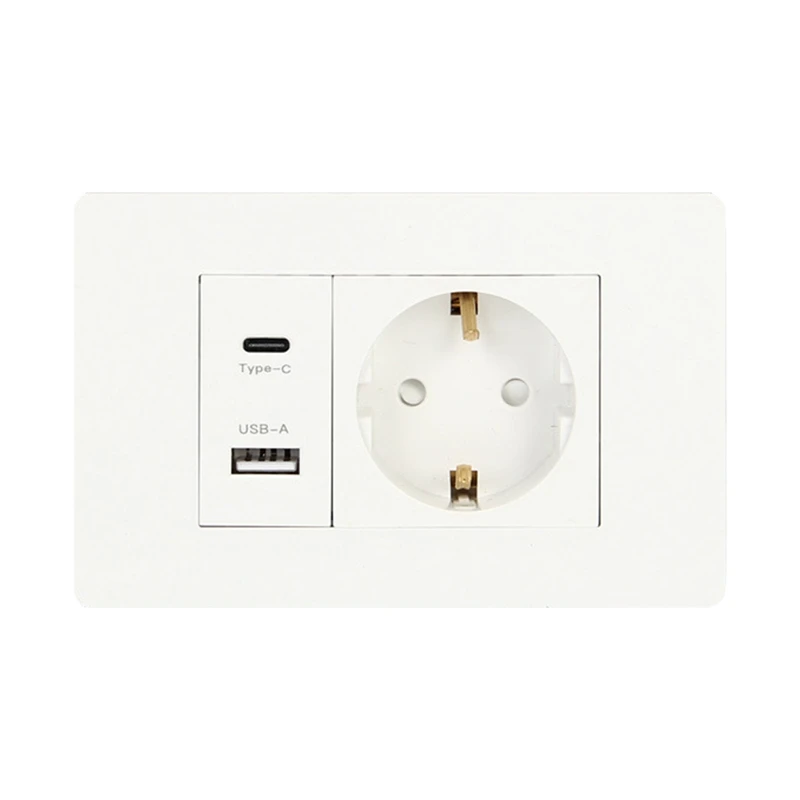 Standard Socket Wall Power Socket USB+TYPE-C+EURO Socket  180V-250V USB Power Adapter Socket Thailand EU Plug