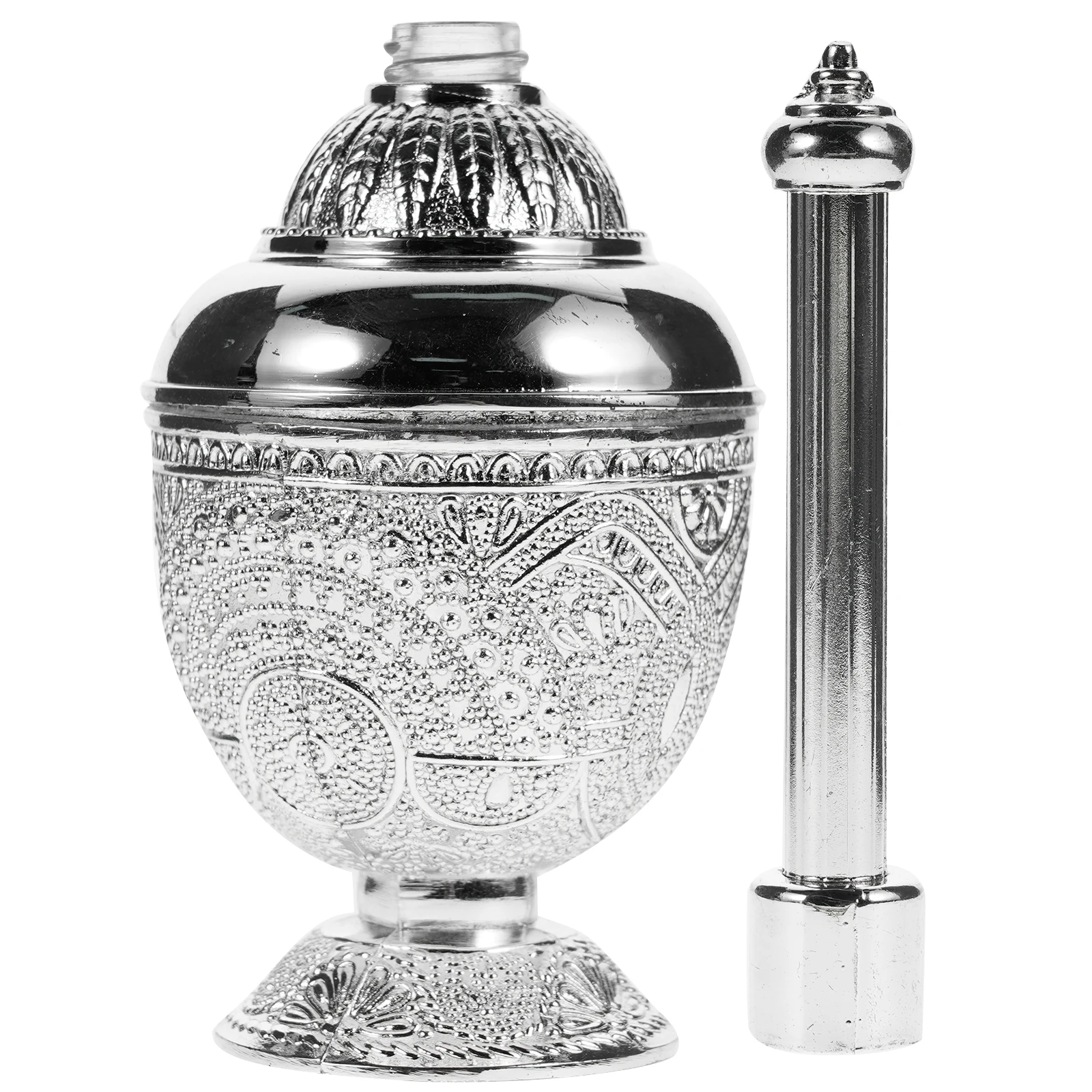 

Holy Water Bottle Catholic Decorative Zinc Alloy Glass Electroplating Containers for Church Home Office Baptism Vase