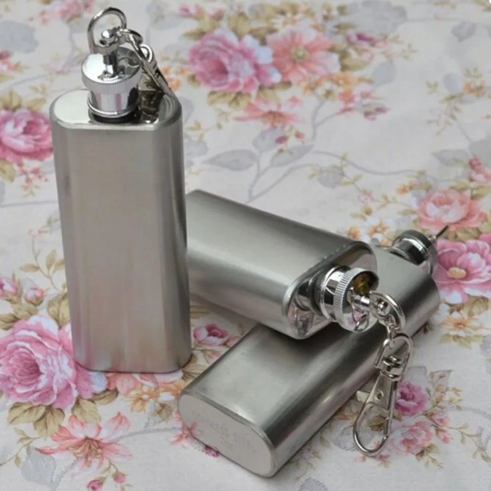 2oz Mini Wine Bottle Stainless Steel Liquor Hip Flask Portable Whisky Steel Hip Flask Pocket Alcohol Bottles With Keychain Gifts