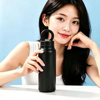 Insulated Magnetic Phone Holder Water Bottle Magnetic with Straw Vacuum Flasks Adjustable Phone Mount 24oz